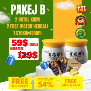 PAKEJ B - 2 KRIM + FREE PATCH HERBA + FREE STOKIN THERAPY