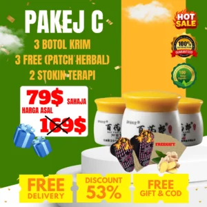 PAKEJ C - 3 KRIM + FREE PATCH HERBA + FREE STOKIN THERAPY